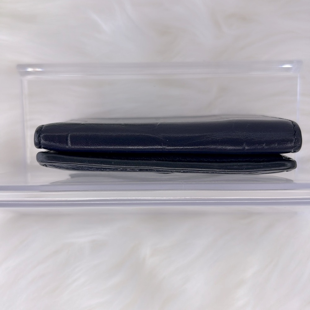 Balenciaga Navy Blue Croc-Embossed Trifold Compact Wallet - Picture 13 of 15